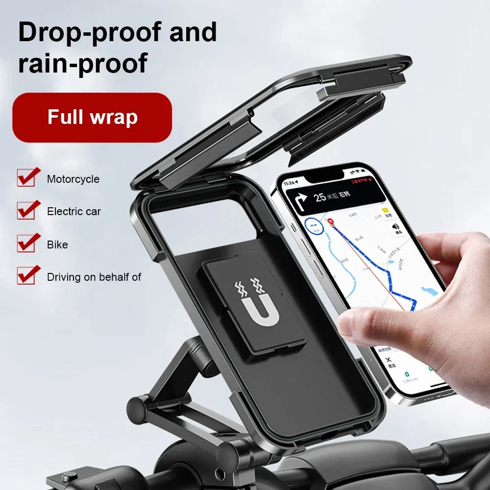 2024 New Motorcycle Phone Stand Waterproof Universal Bicycle Rotation 360 ° Adjustable Motorcycle Phone Stand