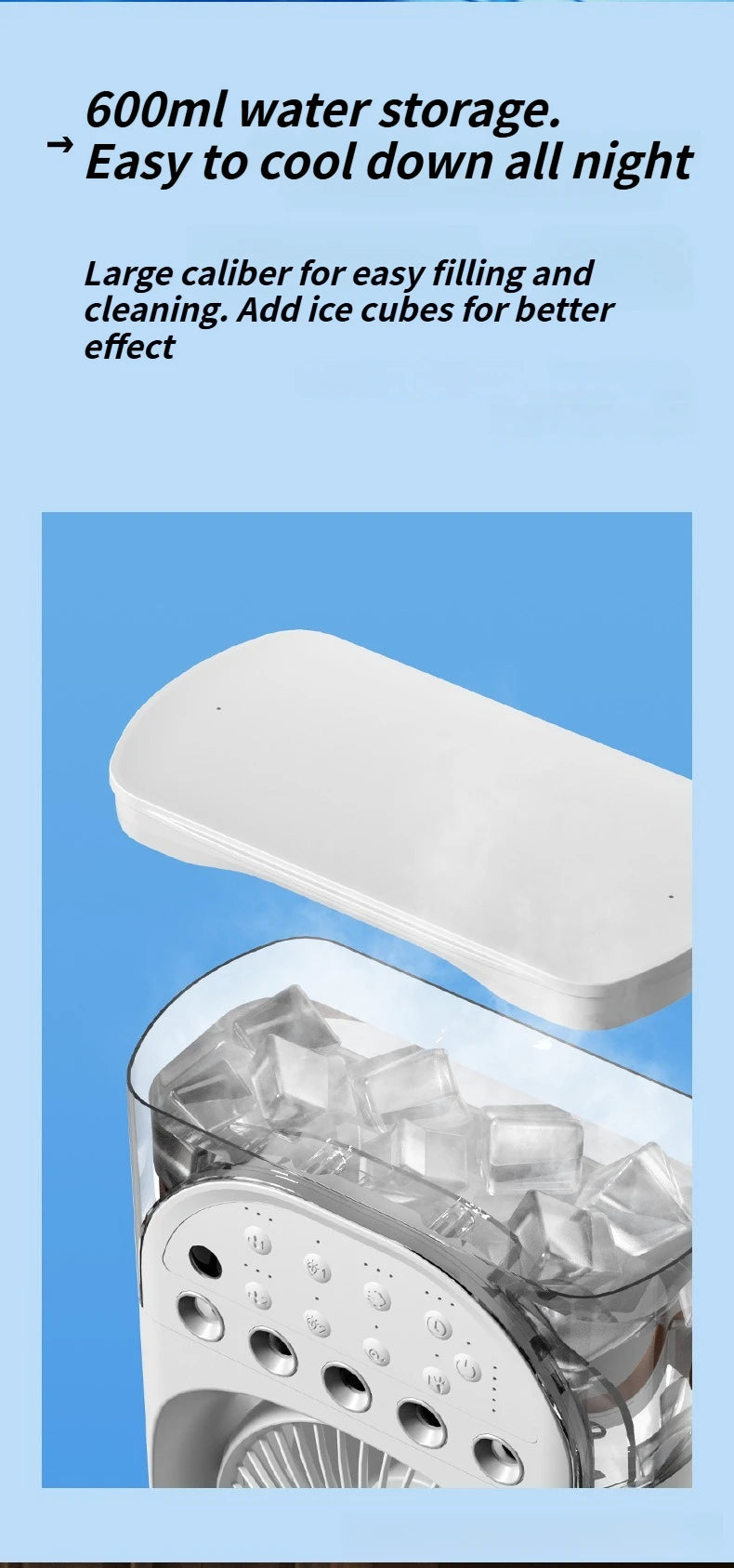 2025 5-Port Mist Fan - Desk Fan with Oscillation, Cooling, Aromatherapy, Colorful LED Lights, and Timer