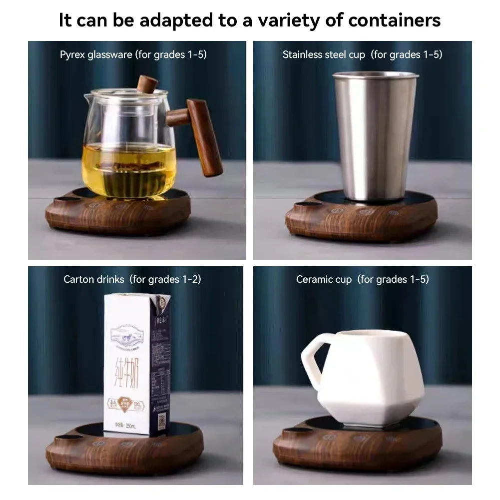 200W Electric Beverage Heating Plate Smart Milk Tea Coffee Cup Mug Warmer for Desk 5 Temperatures with Timer Automatic Shut Off
