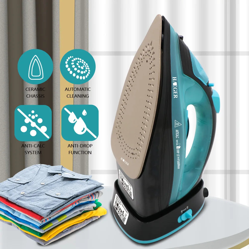 Steam Iron for Clothes,220V 2400W Handheld Electric Iron ,Wireless, Adjustable Temperature,Titanium Infused Ceramic Soleplate