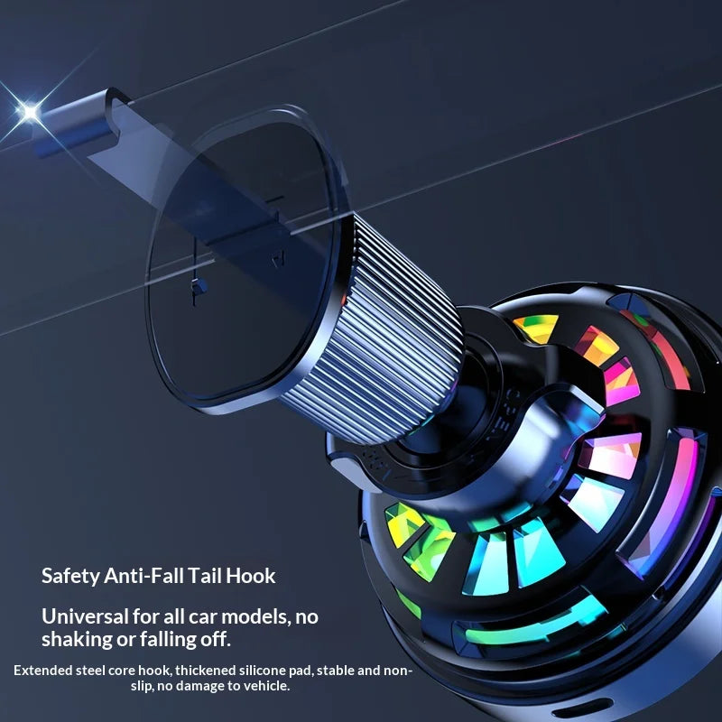 Qi2.2 25W Air-Cooling Car Magnetic Wireless Charger LED Light Phone Stand For Magsafe iPhone 17~12 Pro Max Fast Charging Station