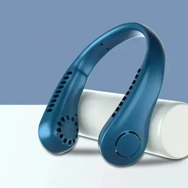 5 adjustable speeds, twistable hands-free, bladeless sports neck strap portable neck fan, 4000 mah battery rechargeable