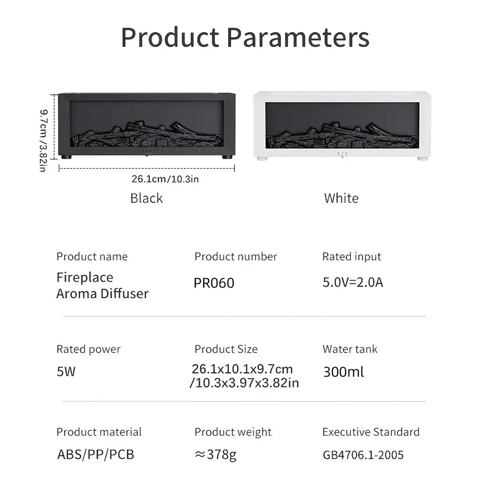 Upgraded 300ml Aroma Diffuser with 7-Color LED Flame Effect, Essential Oil Diffuser & Air Humidifier, Remote & Timer, Fragrance