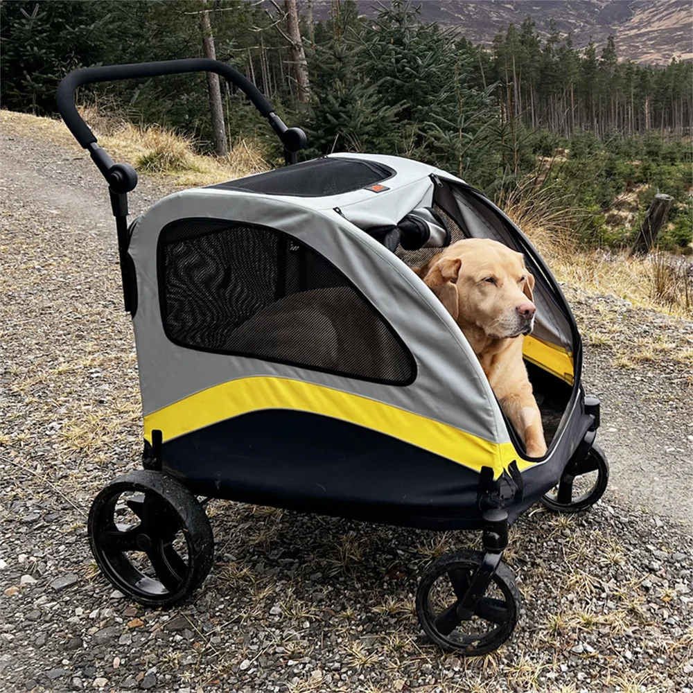 Premium Dog Stroller Pram 4 Wheel Foldable Cart Travel Walk Pet Jogger Wagon for Small Medium Large Dogs