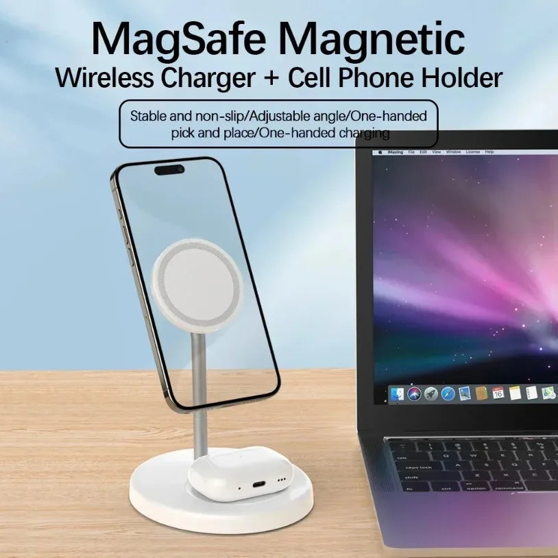 Upgraded 30W Magnetic 2 in 1 Wireless Charger Stand For iPhone 16-12 Pro Max AirPod Pro Fast Phone Charging Station Holder