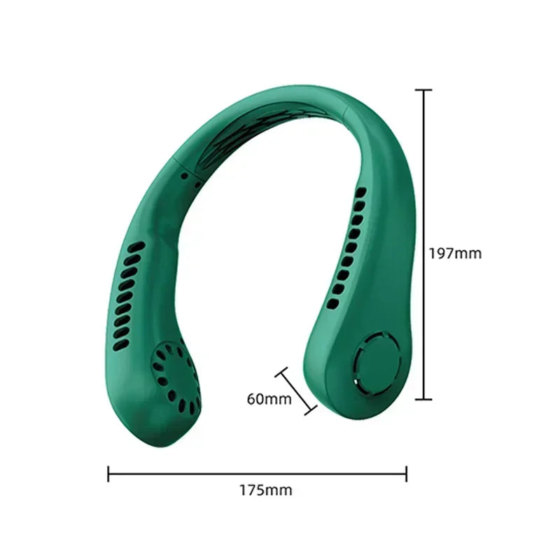 5 adjustable speeds, twistable hands-free, bladeless sports neck strap portable neck fan, 4000 mah battery rechargeable