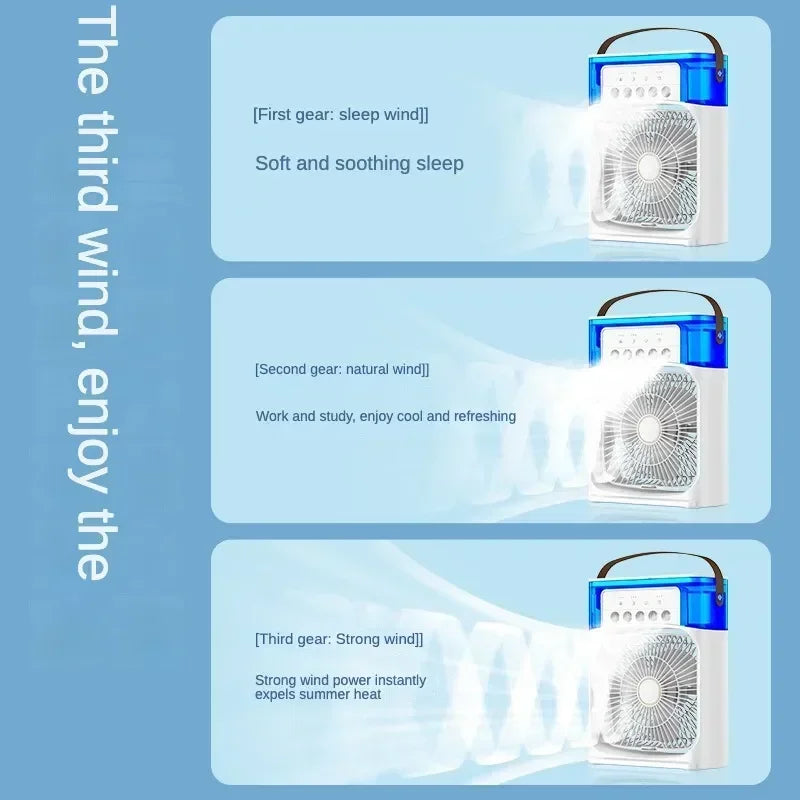 Super Cooling Desktop Small Fan Spray Air Conditioning Fan Cooling Miracle Air Cooler Dormitory Small USB Electric Fan Amagi