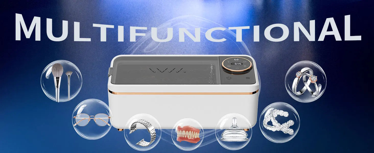 Ultrasonic 55KHZ Cleaning Machine Soundwave Technology Deep Cleaning Appliance for Glasses Dentures Jewelry Makeup Brushes