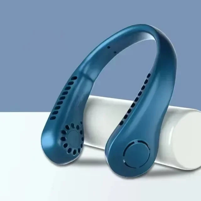 5 adjustable speeds, twistable hands-free, bladeless sports neck strap portable neck fan, 4000 mah battery rechargeable