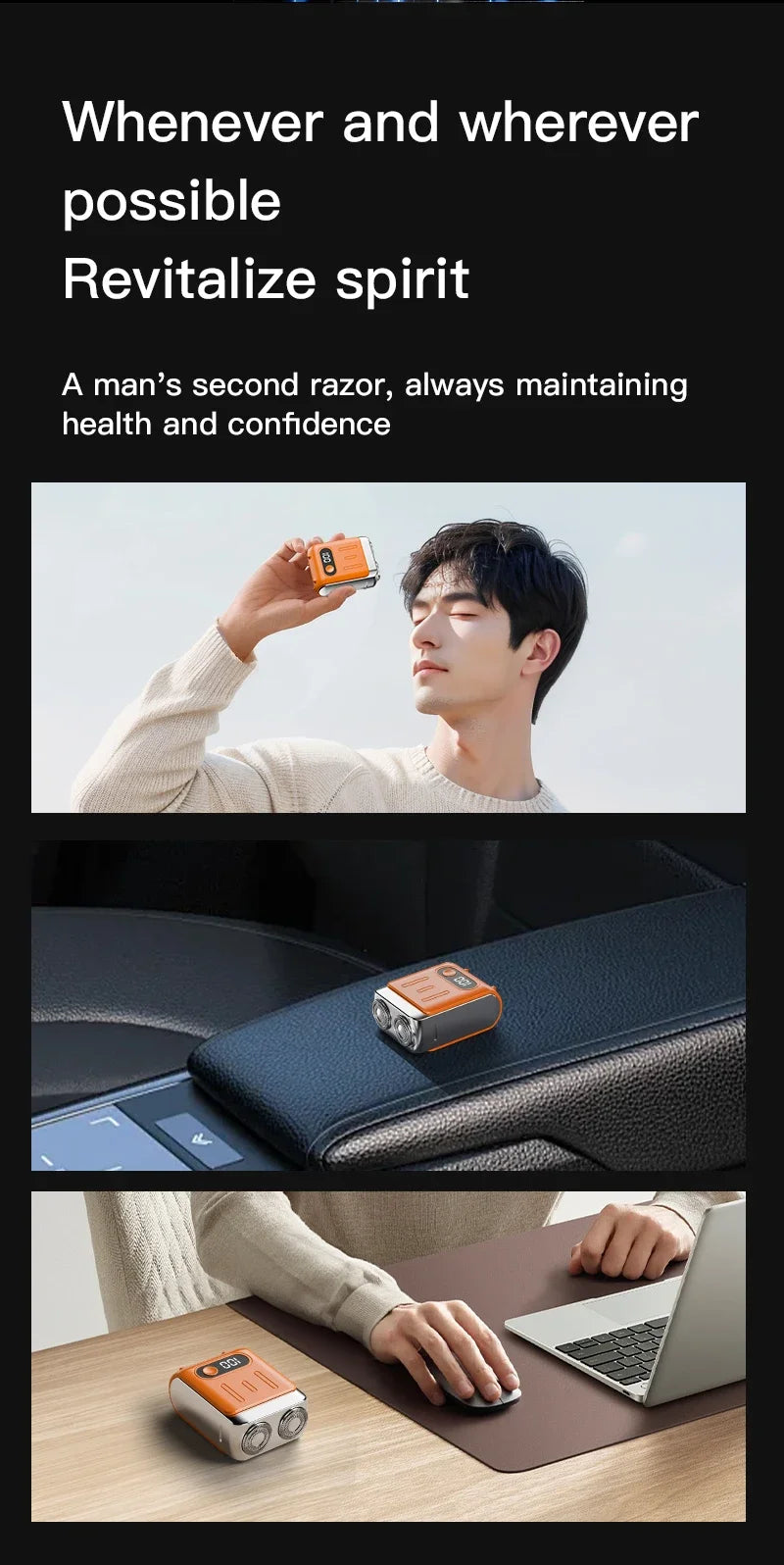 R20 Mini Electric Smart Shaver Shaver Digital Display Dual Blade Rechargeable Shaver Powerful Beard Trimmer Household Car Shaver