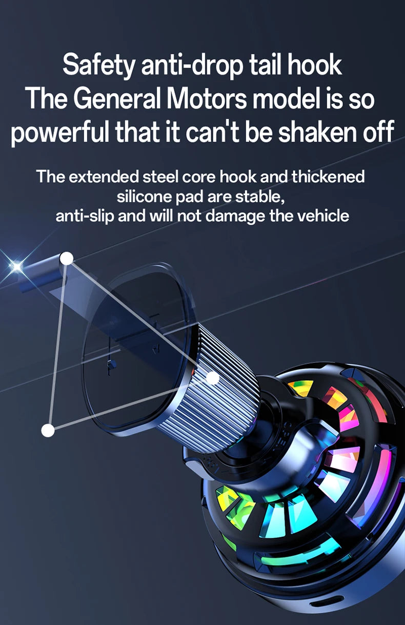 Qi2.2 25W Air-Cooling Car Magnetic Wireless Charger LED Light Phone Stand For Magsafe iPhone 17~12 Pro Max Fast Charging Station