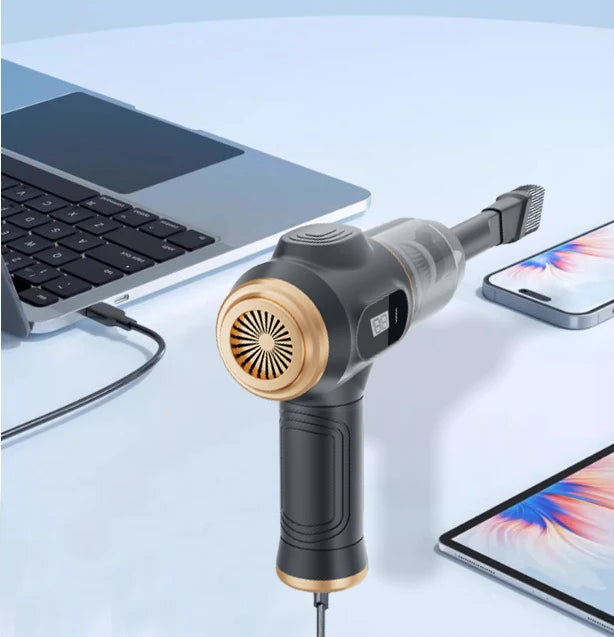 Powerful 2-in-1 Air Duster & Vacuum, Handheld Cordless Cleaner with Digital Display for Electronics Car Home Office