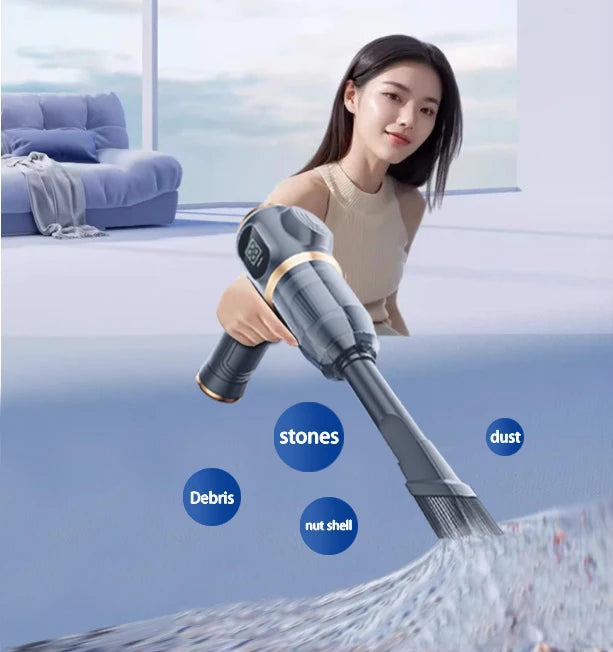 Powerful 2-in-1 Air Duster & Vacuum, Handheld Cordless Cleaner with Digital Display for Electronics Car Home Office
