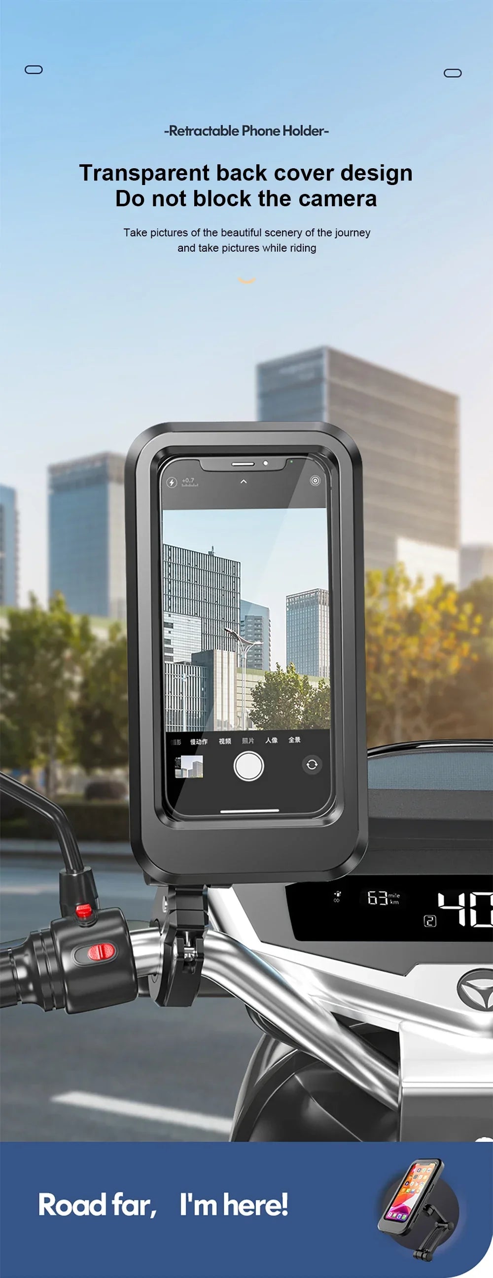 2024 New Motorcycle Phone Stand Waterproof Universal Bicycle Rotation 360 ° Adjustable Motorcycle Phone Stand