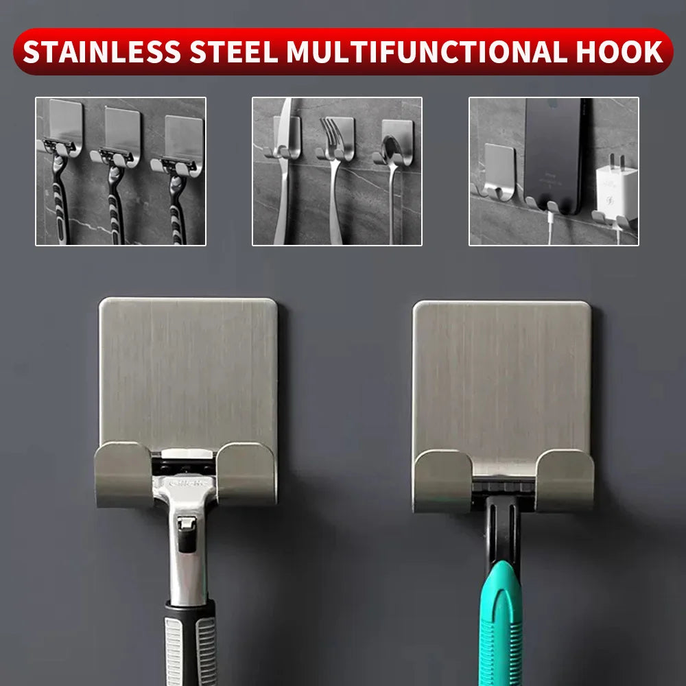 2CPS Stainless Steel Shaver Rack - Bathroom Shaver Hook - Hanging Rack Storage Bracket - Old-Fashioned Manual Shaver Holder