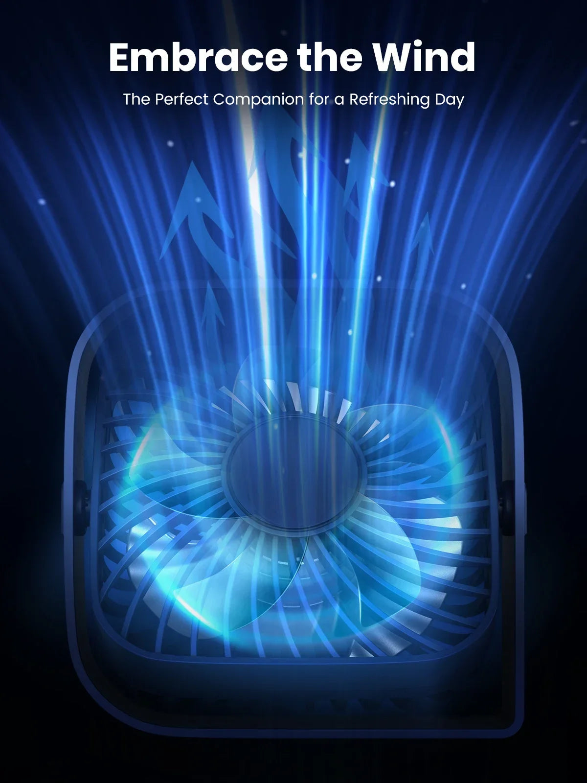 USB Desk Fan Strong Airflow & Quiet Operation 3 Speed Wind Mini Table Fan 360° Rotatable Head for Home Office Bedroom Table