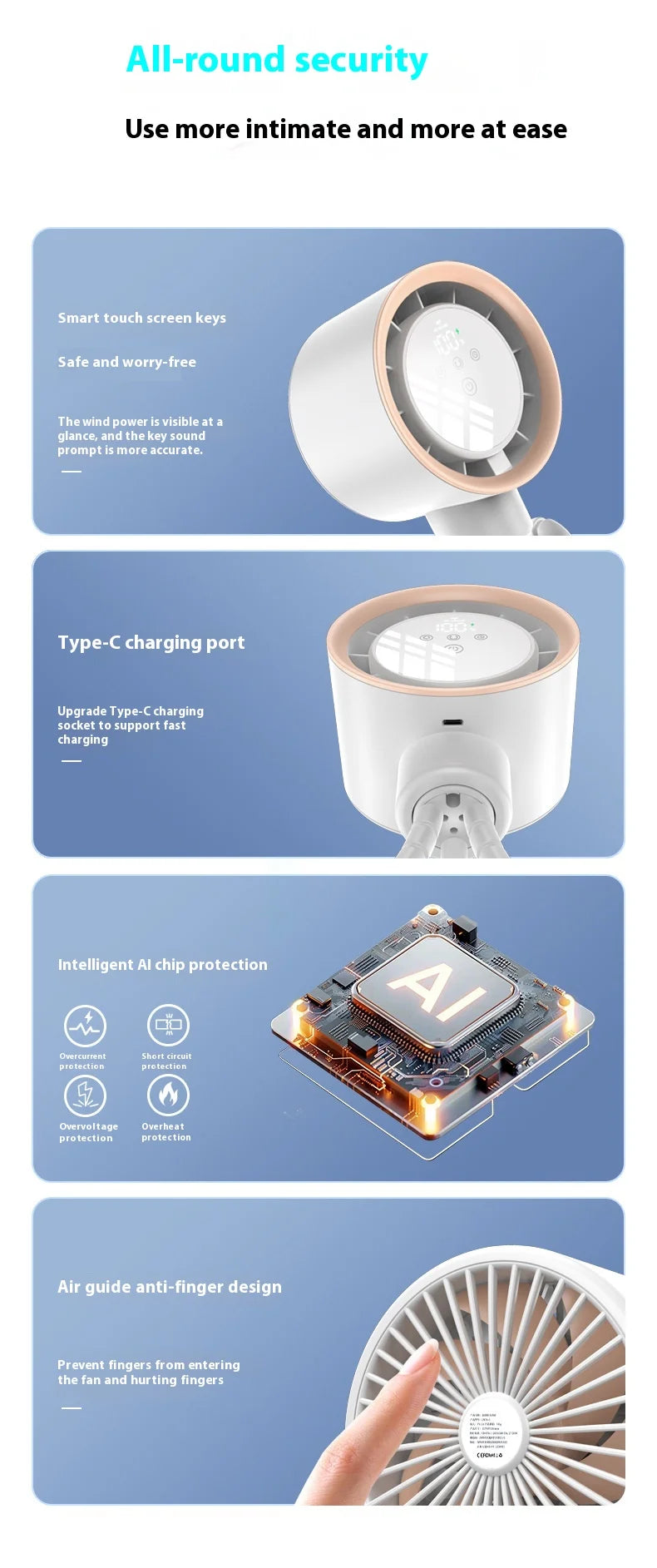 2025new fan ICE super cooling conductor desktop bedside variable frequency shaking head digital display octopus shaking head fan