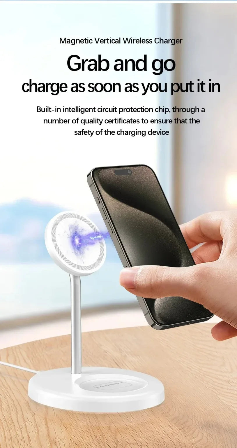 Upgraded 30W Magnetic 2 in 1 Wireless Charger Stand For iPhone 16-12 Pro Max AirPod Pro Fast Phone Charging Station Holder