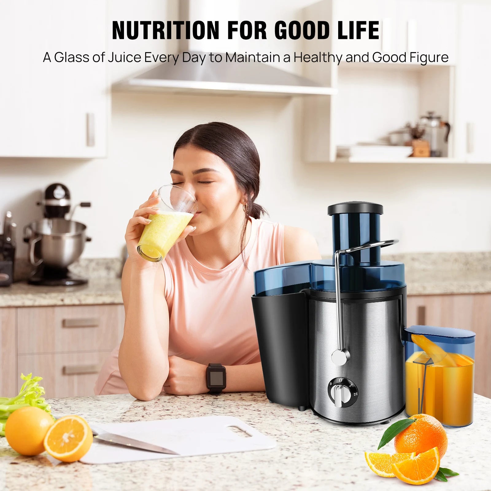 BRIEFNESS 400W Juicer ,2 Speed Electric Juicer Machines ,500ml Capacity, 65mm Wide Mouth Feed Chute for Fruit and Vegetables