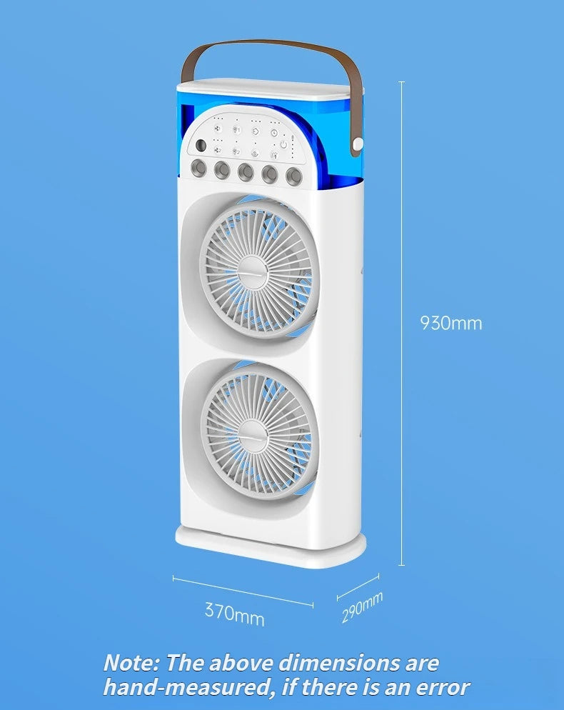 2025 5-Port Mist Fan - Desk Fan with Oscillation, Cooling, Aromatherapy, Colorful LED Lights, and Timer
