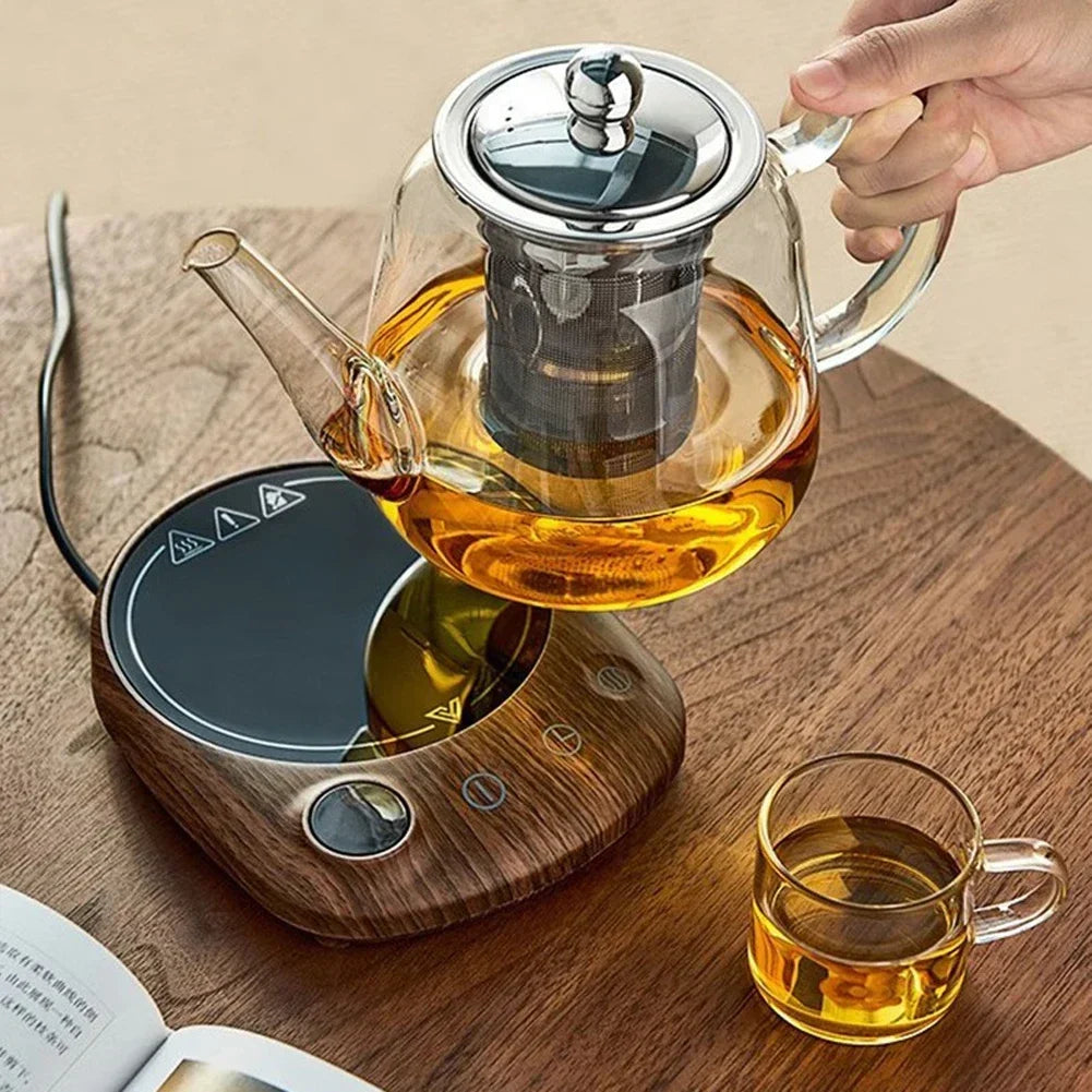 200W Electric Beverage Heating Plate Smart Milk Tea Coffee Cup Mug Warmer for Desk 5 Temperatures with Timer Automatic Shut Off