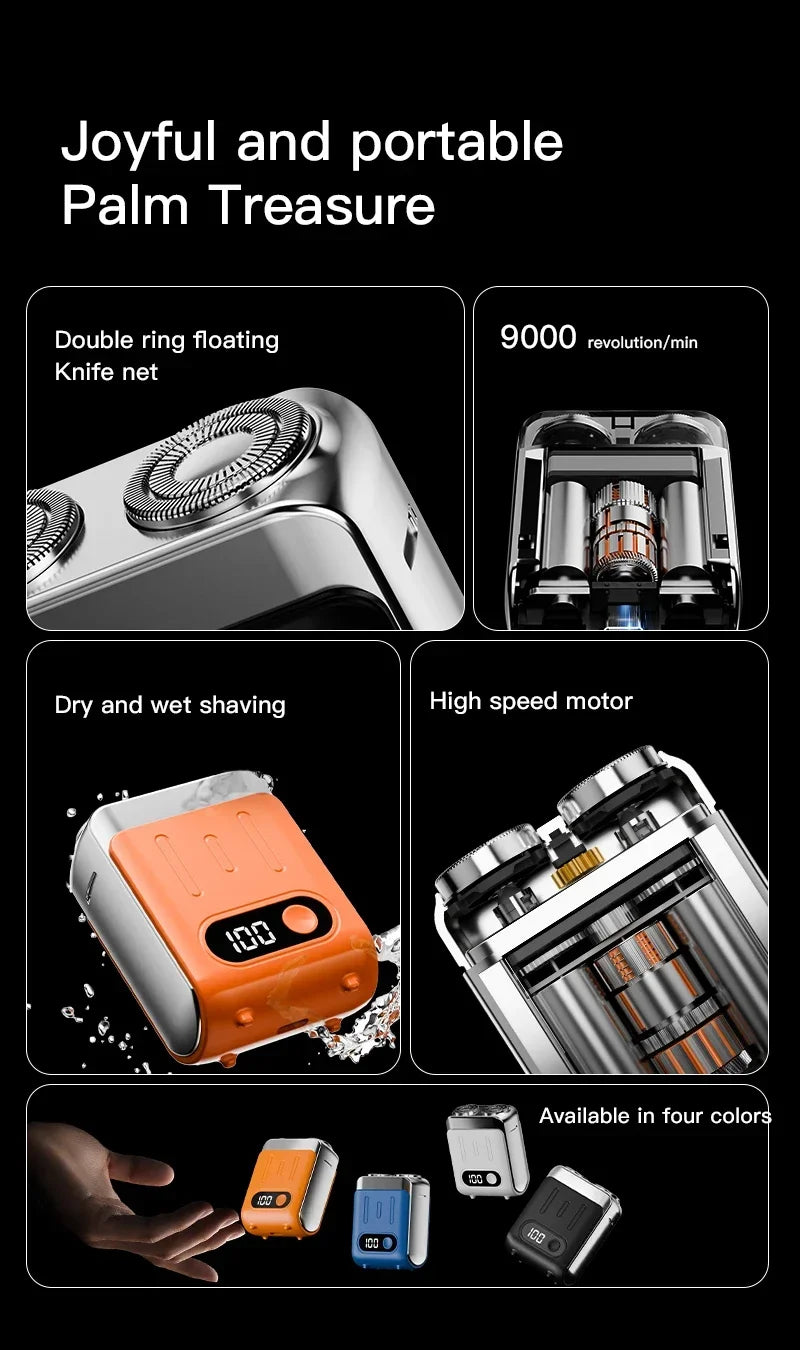 R20 Mini Electric Smart Shaver Shaver Digital Display Dual Blade Rechargeable Shaver Powerful Beard Trimmer Household Car Shaver