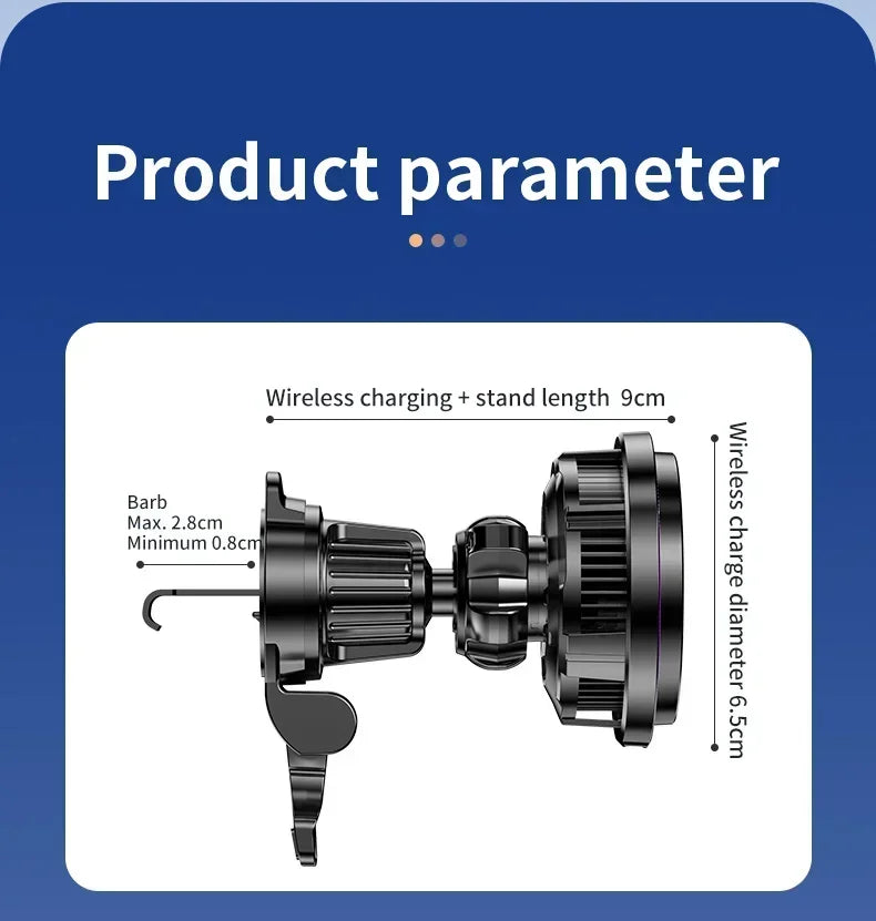 Car Phone Holder Stand Fast Charging Station Magnetic Ice Cooling Car Wireless Charger Dock for iPhone 17 16 15 14 13 Pro Max