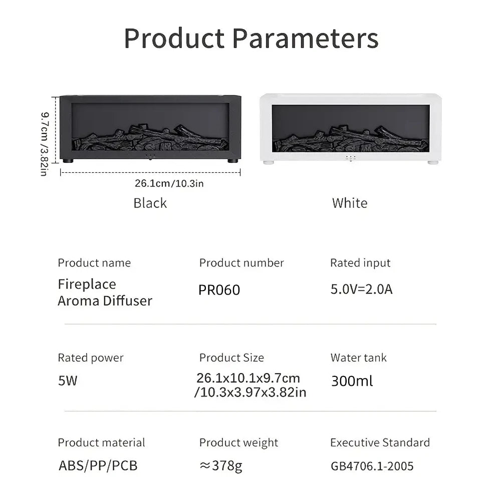 Upgraded 300ml Aroma Diffuser with 7-Color LED Flame Effect, Essential Oil Diffuser & Air Humidifier, Remote & Timer, Fragrance