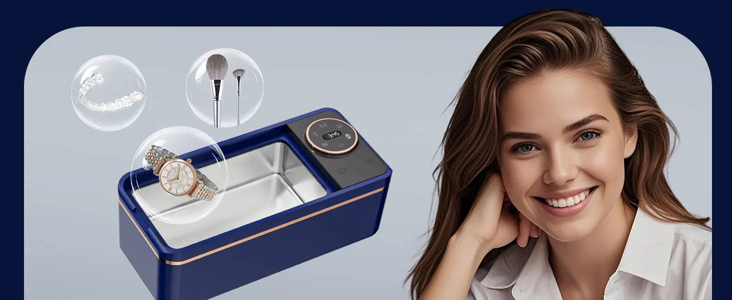 Ultrasonic 55KHZ Cleaning Machine Soundwave Technology Deep Cleaning Appliance for Glasses Dentures Jewelry Makeup Brushes