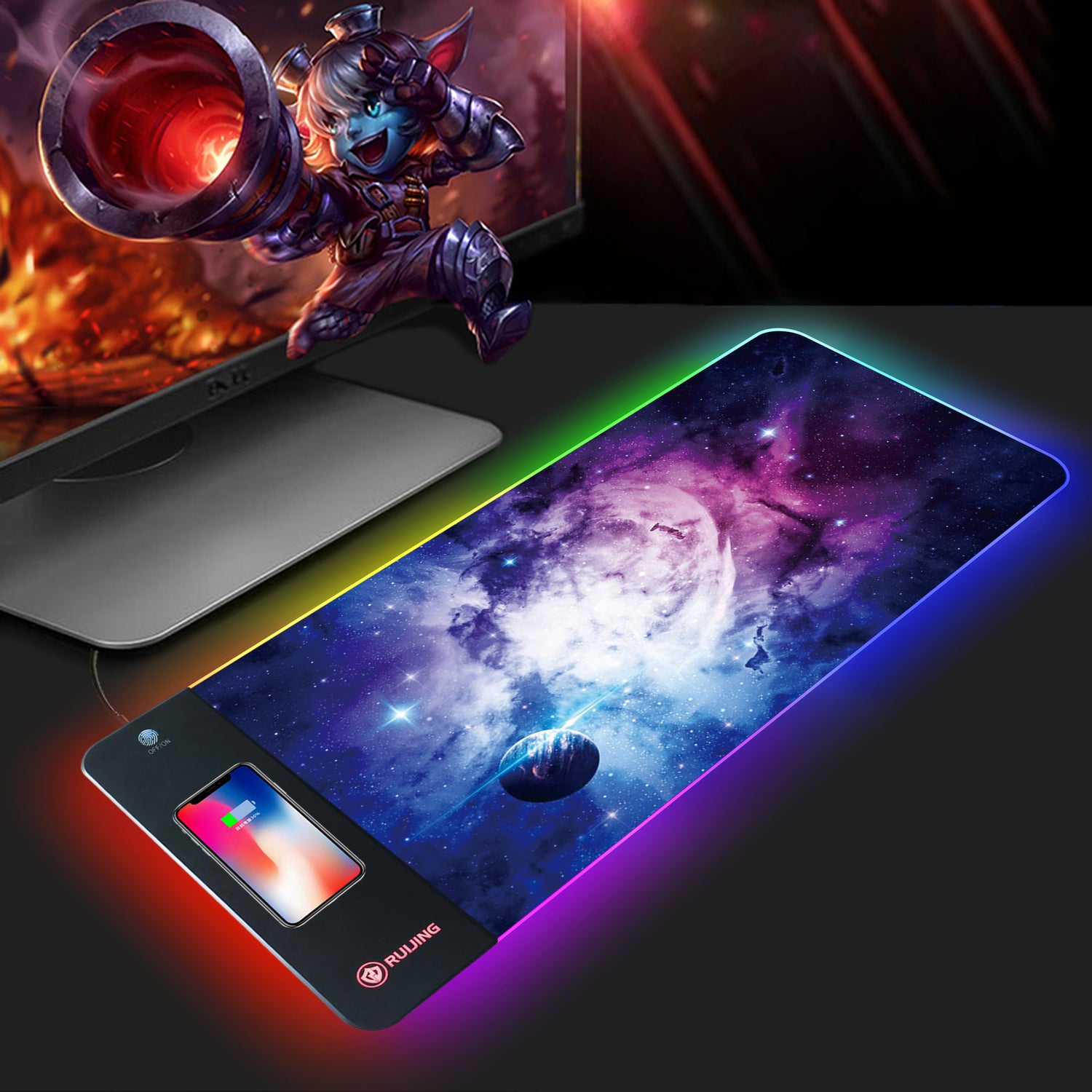 Mouse Pad Large RGB Rechargeable Desk Pad Oversized Wireless Charger