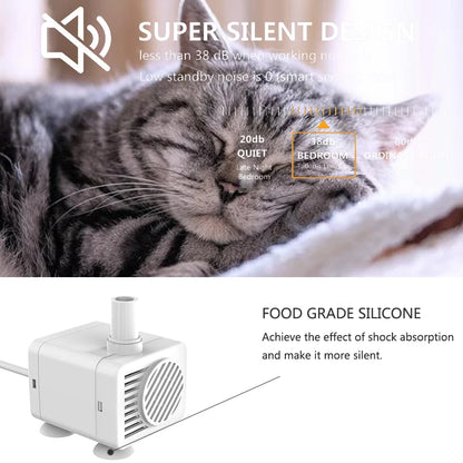 Water Pump Cats Dog Drinking Fountain Bowl Brushless Submersible pump Auto Drinker Accessories For Xiaomi Cat Drink Pump LED