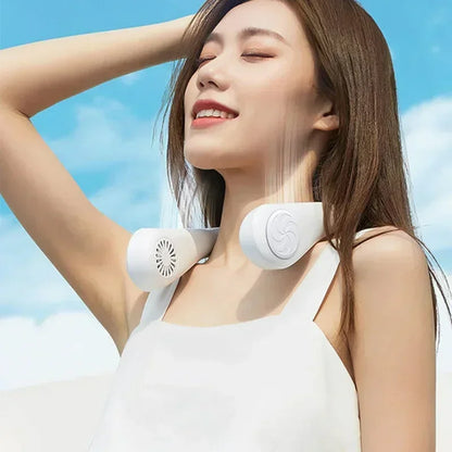 5 adjustable speeds, twistable hands-free, bladeless sports neck strap portable neck fan, 4000 mah battery rechargeable