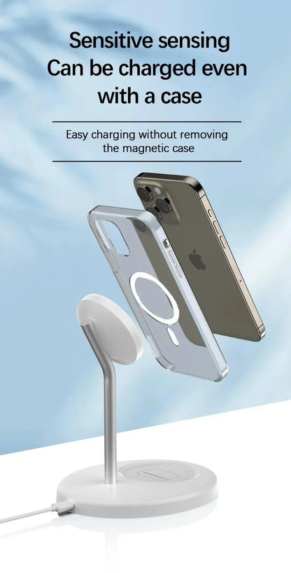 Upgraded 30W Magnetic 2 in 1 Wireless Charger Stand For iPhone 16-12 Pro Max AirPod Pro Fast Phone Charging Station Holder