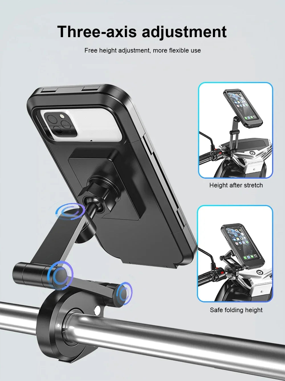 2024 New Motorcycle Phone Stand Waterproof Universal Bicycle Rotation 360 ° Adjustable Motorcycle Phone Stand