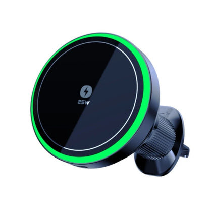 Qi2.2 25W Air-Cooling Car Magnetic Wireless Charger LED Light Phone Stand For Magsafe iPhone 17~12 Pro Max Fast Charging Station