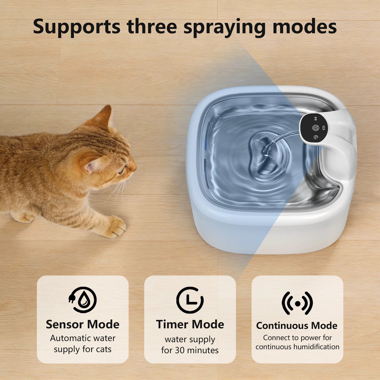 3.5L Wireless Pet Water Dispenser Cat Water Fountain With Stainless Steel Pallet 4000mAh Battery Motion-Sensing Water Dispensing