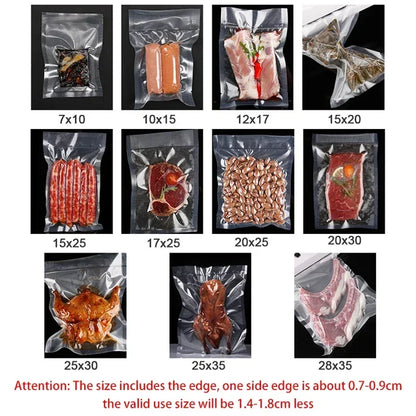 Food Vacuum Sealer Bags 100pcs for Kitchen Sous Vide Food Saver Storage Bag BPA-Free Vacuum Package Bags Kitchen Tool