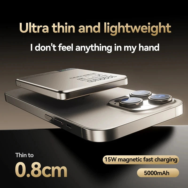 Travel Portable 10000mAh Wireless Magnetic PowerBank Fast Charging Ultra Capacity Digital External Battery PowerBank For Magsafe