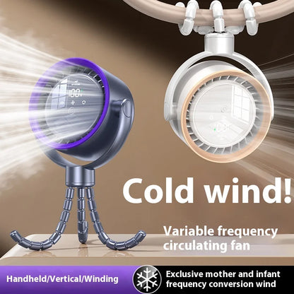 2025new fan ICE super cooling conductor desktop bedside variable frequency shaking head digital display octopus shaking head fan