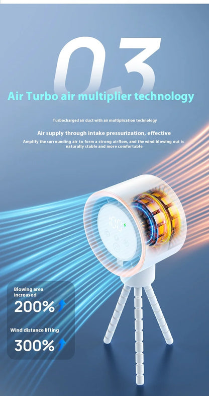 2025new fan ICE super cooling conductor desktop bedside variable frequency shaking head digital display octopus shaking head fan