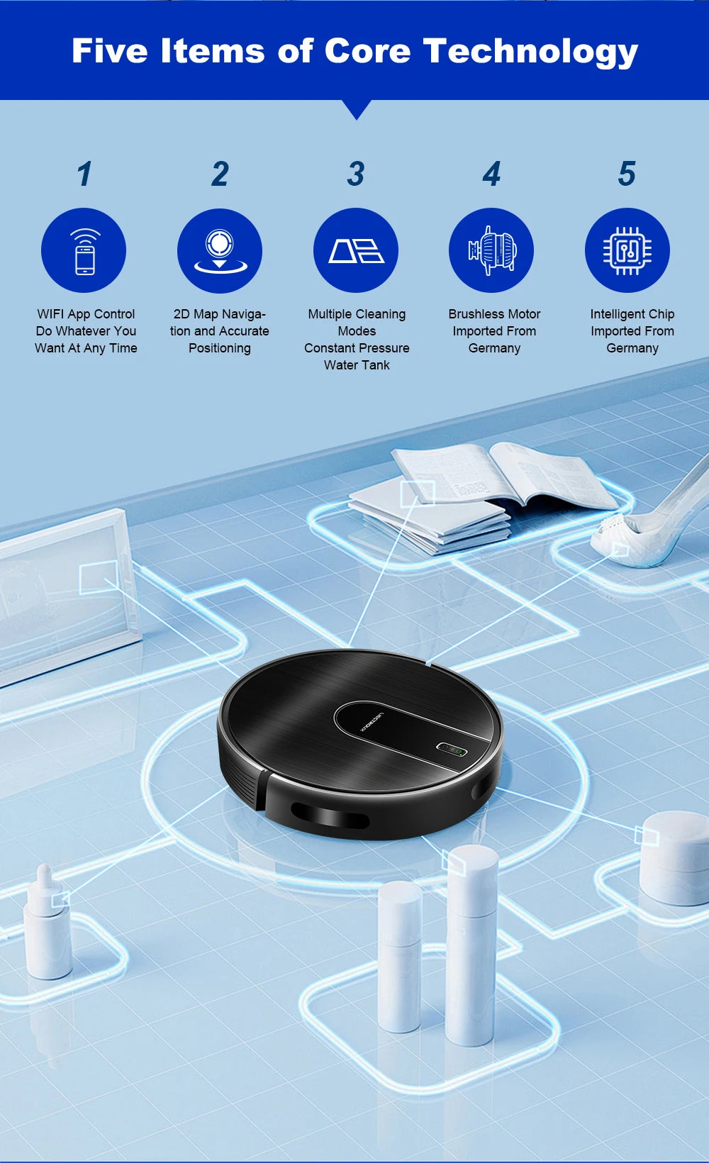   (promo code:   AEEU55 )Robot Vacuum Cleaner And Wet Mop 2-in-1 LIECTROUX N7S-U,Smart Mapping,WiFi App,4000Pa,BLDC Motor,Ideal for Pet Hair,Carpet,Floor