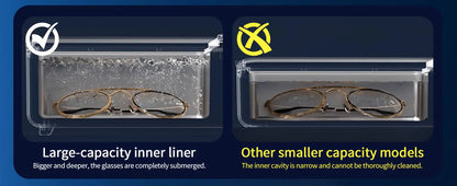 Ultrasonic 55KHZ Cleaning Machine Soundwave Technology Deep Cleaning Appliance for Glasses Dentures Jewelry Makeup Brushes