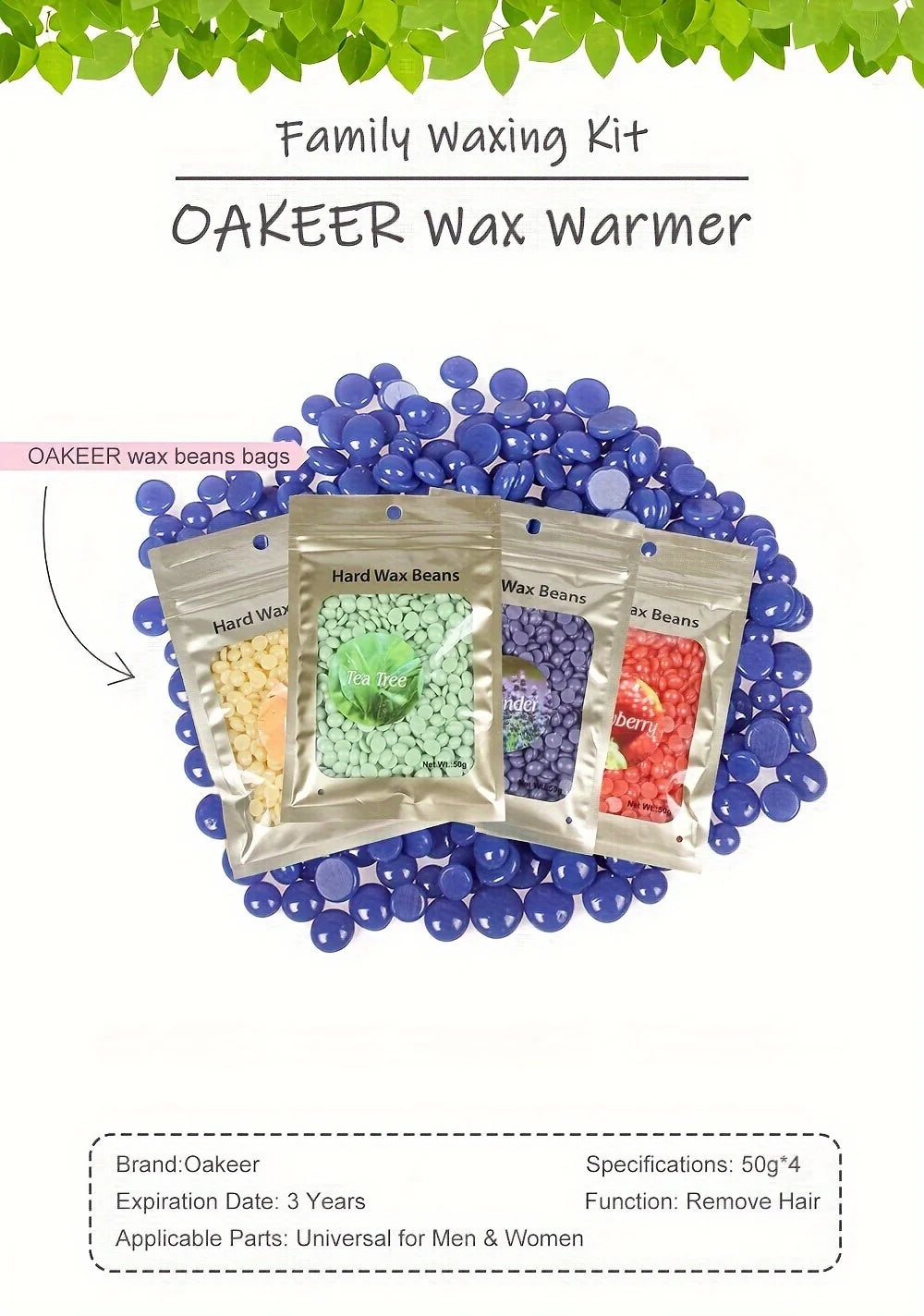 [Us Plug] 200ml Wax Melting Machine, Wax Heating Pot, Wax Hair Removal Machine, Wax Bean Machine, With 200g Wax Beans