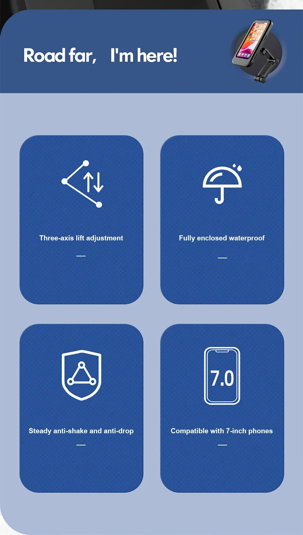 2024 New Motorcycle Phone Stand Waterproof Universal Bicycle Rotation 360 ° Adjustable Motorcycle Phone Stand