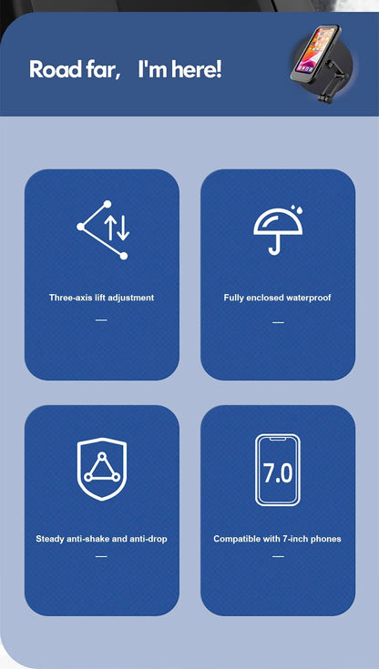 2024 New Motorcycle Phone Stand Waterproof Universal Bicycle Rotation 360 ° Adjustable Motorcycle Phone Stand