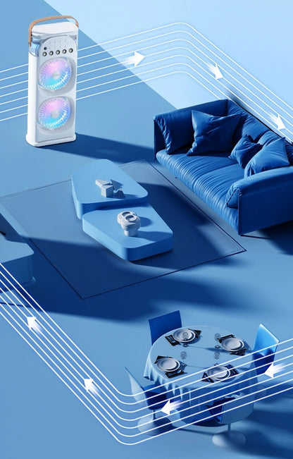 2025 5-Port Mist Fan - Desk Fan with Oscillation, Cooling, Aromatherapy, Colorful LED Lights, and Timer