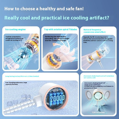 2025new fan ICE super cooling conductor desktop bedside variable frequency shaking head digital display octopus shaking head fan