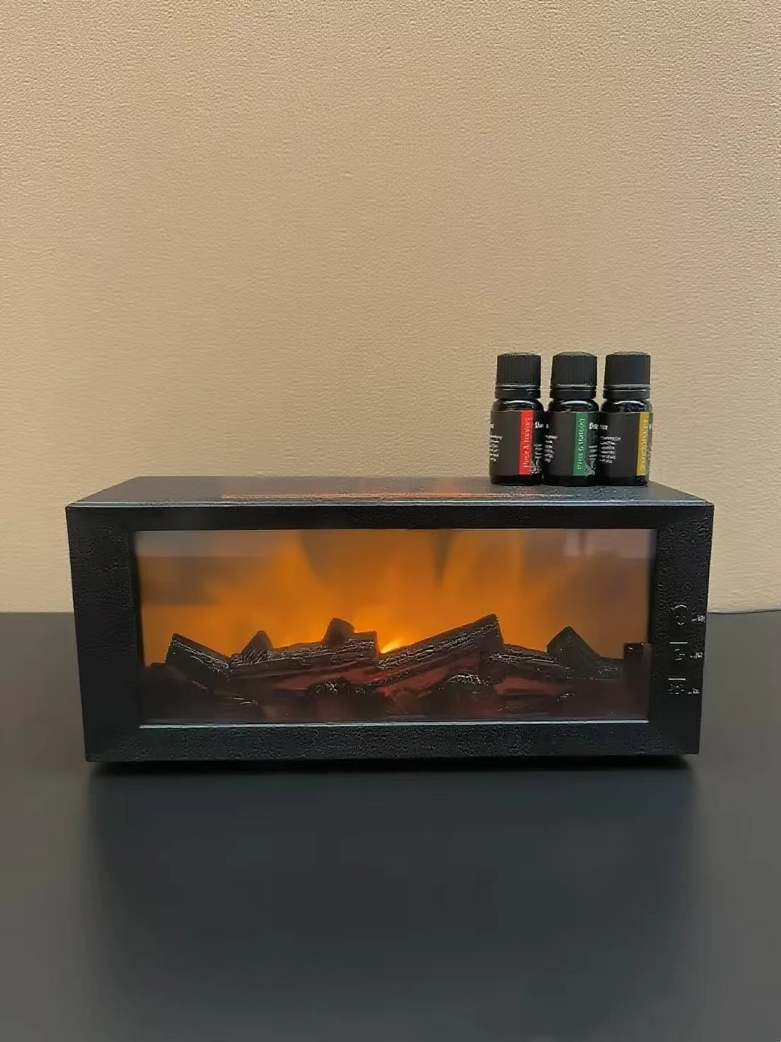 Air Humidifier &amp; Aroma Diffuser with Essential Oil, Aromatherapy Machine for Home, Room Fragrance Humidifier with Flame Night Li