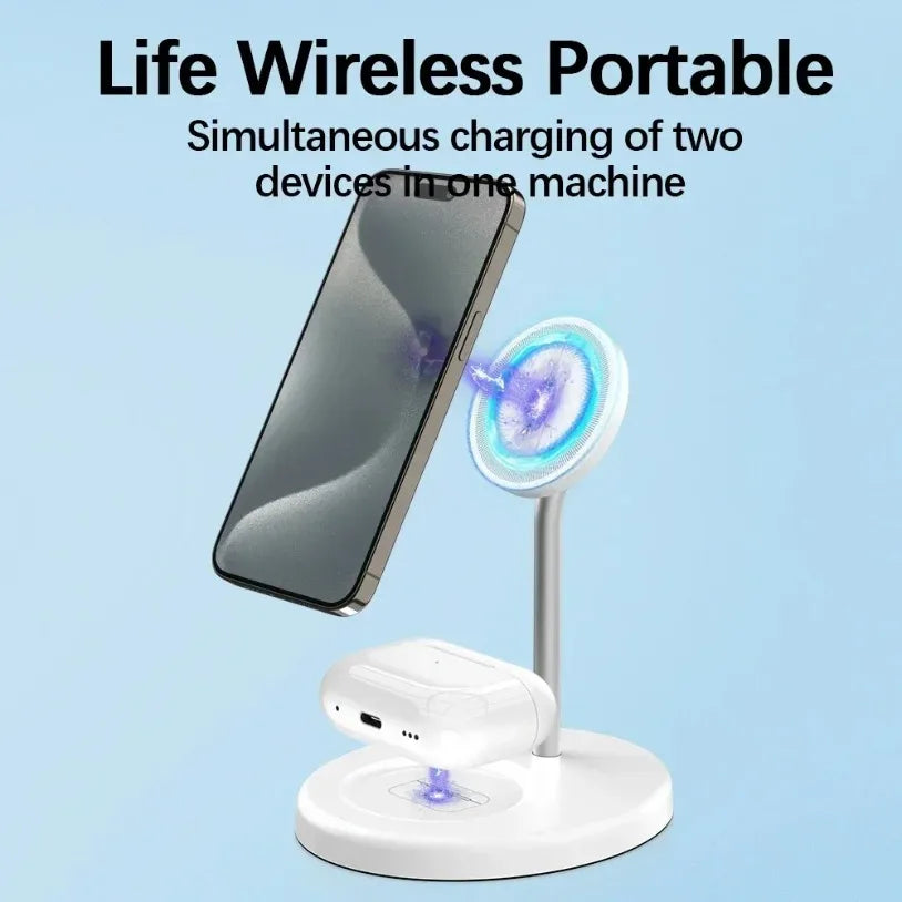 Upgraded 30W Magnetic 2 in 1 Wireless Charger Stand For iPhone 16-12 Pro Max AirPod Pro Fast Phone Charging Station Holder