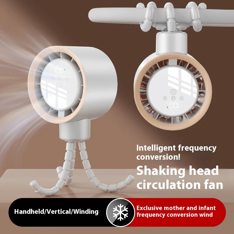 2025new fan ICE super cooling conductor desktop bedside variable frequency shaking head digital display octopus shaking head fan